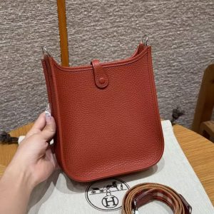 Hermes Evelyne 16 CM Bag Handmade In Taurillon Clemence Leather Silver Hardware 6C Cuivre - Image 2