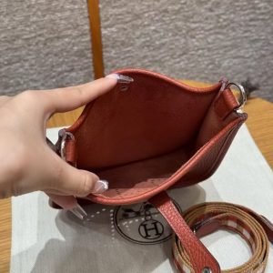 Hermes Evelyne 16 CM Bag Handmade In Taurillon Clemence Leather Silver Hardware 6C Cuivre - Image 12