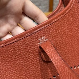 Hermes Evelyne 16 CM Bag Handmade In Taurillon Clemence Leather Silver Hardware 6C Cuivre - Image 11