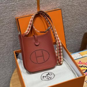 Hermes Evelyne 16 CM Bag Handmade In Taurillon Clemence Leather Silver Hardware 6C Cuivre - Image 9