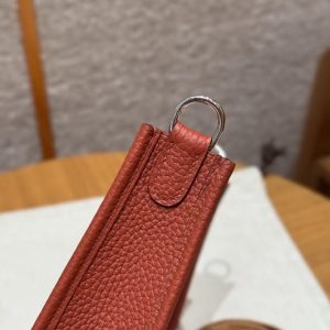 Hermes Evelyne 16 CM Bag Handmade In Taurillon Clemence Leather Silver Hardware 6C Cuivre - Image 8
