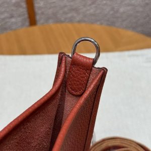 Hermes Evelyne 16 CM Bag Handmade In Taurillon Clemence Leather Silver Hardware 6C Cuivre - Image 6