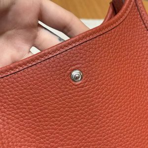Hermes Evelyne 16 CM Bag Handmade In Taurillon Clemence Leather Silver Hardware 6C Cuivre - Image 5