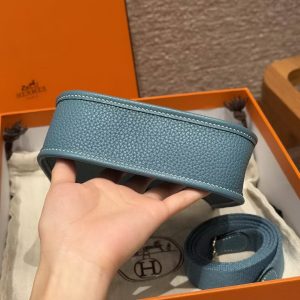 Hermes Evelyne 16 CM Bag Handmade In Taurillon Clemence Leather Silver Hardware 75 Bleu Jean - Image 17