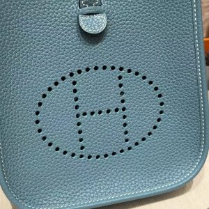 Hermes Evelyne 16 CM Bag Handmade In Taurillon Clemence Leather Silver Hardware 75 Bleu Jean - Image 14
