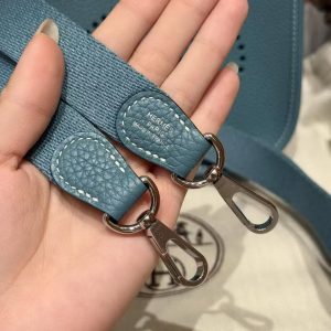 Hermes Evelyne 16 CM Bag Handmade In Taurillon Clemence Leather Silver Hardware 75 Bleu Jean - Image 10
