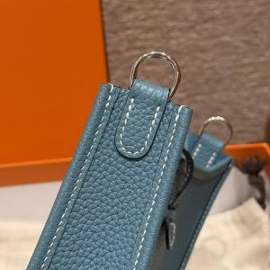 Hermes Evelyne 16 CM Bag Handmade In Taurillon Clemence Leather Silver Hardware 75 Bleu Jean - Image 9