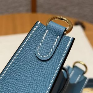 Hermes Evelyne 16 CM Bag Handmade In Epsom Calfskin Leather Gold Hardware 75 Blue Jean - Image 9