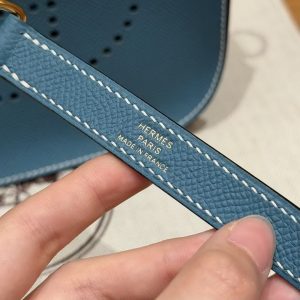 Hermes Evelyne 16 CM Bag Handmade In Epsom Calfskin Leather Gold Hardware 75 Blue Jean - Image 3