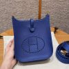 Hermes Evelyne 16 CM Bag Handmade In Taurillon Clemence Leather Gold Hardware 7T Blue Electric