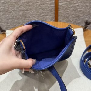 Hermes Evelyne 16 CM Bag Handmade In Taurillon Clemence Leather Gold Hardware 7T Blue Electric - Image 16