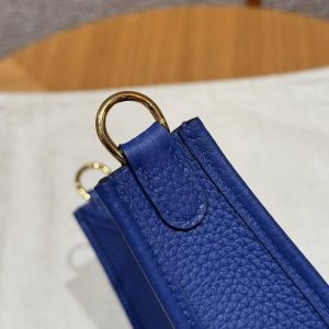 Hermes Evelyne 16 CM Bag Handmade In Taurillon Clemence Leather Gold Hardware 7T Blue Electric - Image 9
