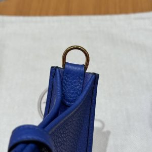 Hermes Evelyne 16 CM Bag Handmade In Taurillon Clemence Leather Gold Hardware 7T Blue Electric - Image 6