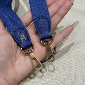 Hermes Evelyne 16 CM Bag Handmade In Taurillon Clemence Leather Gold Hardware 7T Blue Electric - Image 5