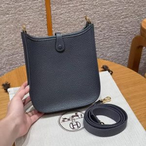 Hermes Evelyne 16 CM Bag Handmade In Taurillon Clemence Leather Gold Hardware 85 Ardoise - Image 2
