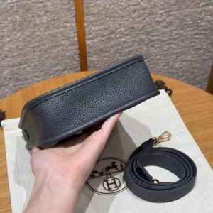 Hermes Evelyne 16 CM Bag Handmade In Taurillon Clemence Leather Gold Hardware 85 Ardoise - Image 14