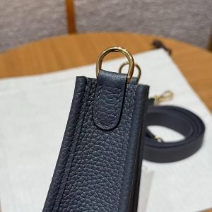 Hermes Evelyne 16 CM Bag Handmade In Taurillon Clemence Leather Gold Hardware 85 Ardoise - Image 6