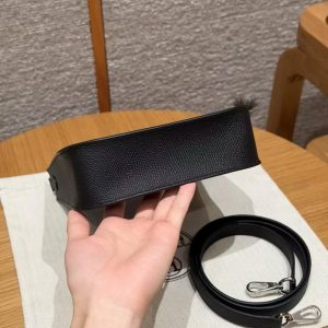 Hermes Evelyne 16 CM Bag Handmade In Epsom Calfskin Leather Sliver Hardware 89 Noir - Image 17