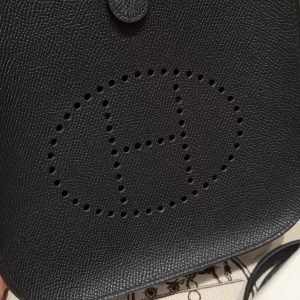 Hermes Evelyne 16 CM Bag Handmade In Epsom Calfskin Leather Sliver Hardware 89 Noir - Image 13