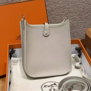 Hermes Evelyne 16 CM Bag Handmade In Taurillon Clemence Leather Silver Hardware 8L Beton - Image 2
