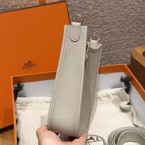 Hermes Evelyne 16 CM Bag Handmade In Taurillon Clemence Leather Silver Hardware 8L Beton - Image 20