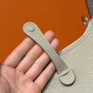 Hermes Evelyne 16 CM Bag Handmade In Taurillon Clemence Leather Silver Hardware 8L Beton - Image 14