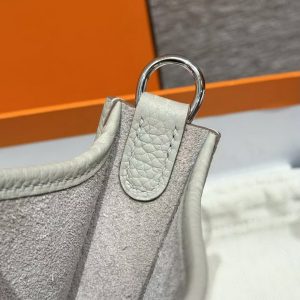 Hermes Evelyne 16 CM Bag Handmade In Taurillon Clemence Leather Silver Hardware 8L Beton - Image 10