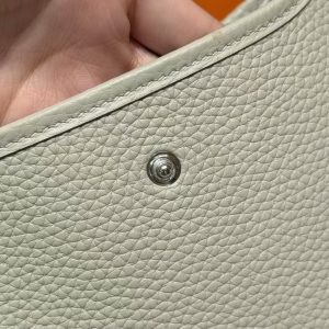 Hermes Evelyne 16 CM Bag Handmade In Taurillon Clemence Leather Silver Hardware 8L Beton - Image 7
