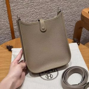Hermes Evelyne 16 CM Bag Handmade In Epsom Calfskin Leather Sliver Hardware 8Q Beige Marfa - Image 2