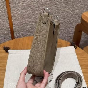 Hermes Evelyne 16 CM Bag Handmade In Epsom Calfskin Leather Sliver Hardware 8Q Beige Marfa - Image 16