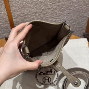 Hermes Evelyne 16 CM Bag Handmade In Epsom Calfskin Leather Sliver Hardware 8Q Beige Marfa - Image 14