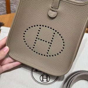 Hermes Evelyne 16 CM Bag Handmade In Epsom Calfskin Leather Sliver Hardware 8Q Beige Marfa - Image 13