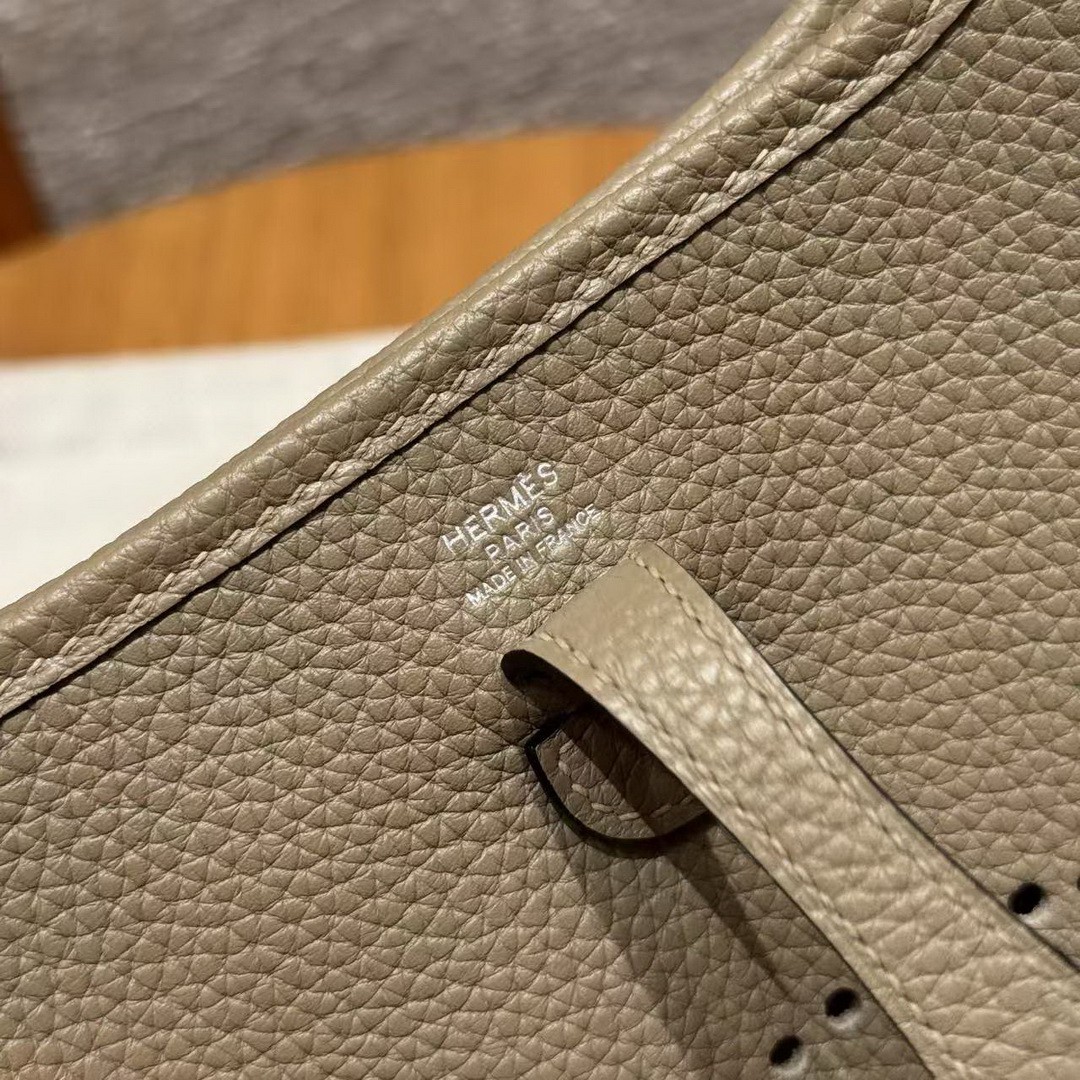 Hermes Evelyne 16 CM Bag Handmade In Epsom Calfskin Leather Sliver Hardware 8Q Beige Marfa - Image 12