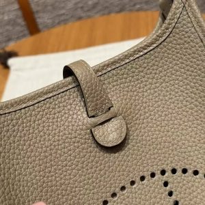 Hermes Evelyne 16 CM Bag Handmade In Epsom Calfskin Leather Sliver Hardware 8Q Beige Marfa - Image 11