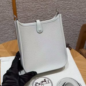 Hermes Evelyne 16 CM Bag Handmade In Taurillon Clemence Leather Silver Hardware 8U Blue Glacier - Image 2