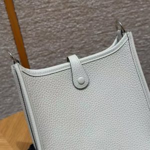 Hermes Evelyne 16 CM Bag Handmade In Taurillon Clemence Leather Silver Hardware 8U Blue Glacier - Image 14