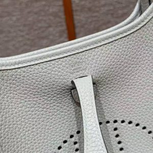 Hermes Evelyne 16 CM Bag Handmade In Taurillon Clemence Leather Silver Hardware 8U Blue Glacier - Image 13