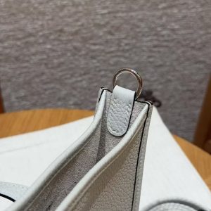 Hermes Evelyne 16 CM Bag Handmade In Taurillon Clemence Leather Silver Hardware 8U Blue Glacier - Image 11