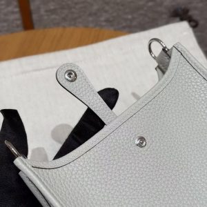 Hermes Evelyne 16 CM Bag Handmade In Taurillon Clemence Leather Silver Hardware 8U Blue Glacier - Image 10