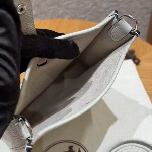 Hermes Evelyne 16 CM Bag Handmade In Taurillon Clemence Leather Silver Hardware 8U Blue Glacier - Image 9