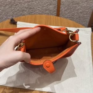 Hermes Evelyne 16 CM Bag Handmade In Taurillon Clemence Leather Gold Hardware 93 Orange - Image 13