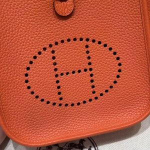 Hermes Evelyne 16 CM Bag Handmade In Taurillon Clemence Leather Gold Hardware 93 Orange - Image 11