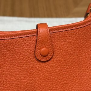 Hermes Evelyne 16 CM Bag Handmade In Taurillon Clemence Leather Gold Hardware 93 Orange - Image 10