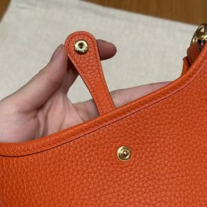 Hermes Evelyne 16 CM Bag Handmade In Taurillon Clemence Leather Gold Hardware 93 Orange - Image 7