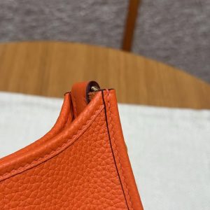 Hermes Evelyne 16 CM Bag Handmade In Taurillon Clemence Leather Gold Hardware 93 Orange - Image 6