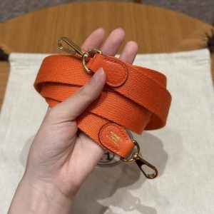 Hermes Evelyne 16 CM Bag Handmade In Taurillon Clemence Leather Gold Hardware 93 Orange - Image 5