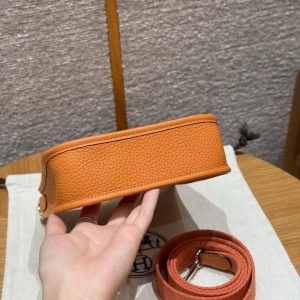 Hermes Evelyne 16 CM Bag Handmade In Taurillon Clemence Leather Silver Hardware 93 Orange - Image 14