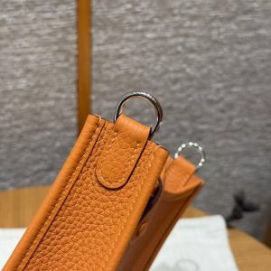 Hermes Evelyne 16 CM Bag Handmade In Taurillon Clemence Leather Silver Hardware 93 Orange - Image 6