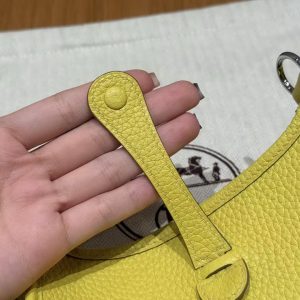 Hermes Evelyne 16 CM Bag Handmade In Taurillon Clemence Leather Silver Hardware 9O Jaune Naples - Image 11