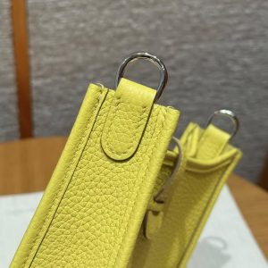 Hermes Evelyne 16 CM Bag Handmade In Taurillon Clemence Leather Silver Hardware 9O Jaune Naples - Image 5